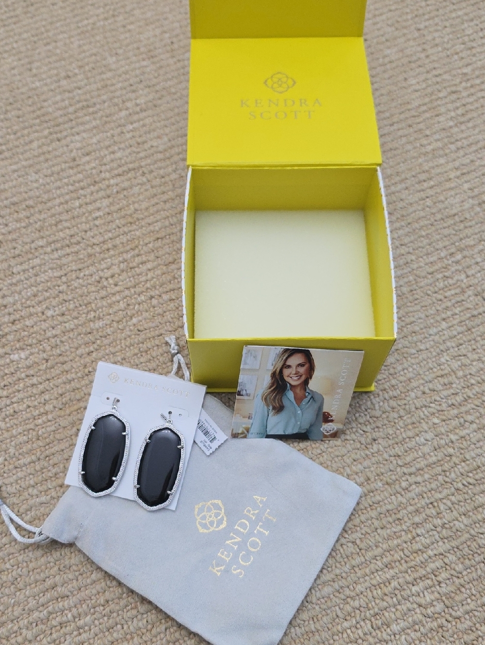 Kendra Scott Black and Silver Danielle Oval Drop Earrings